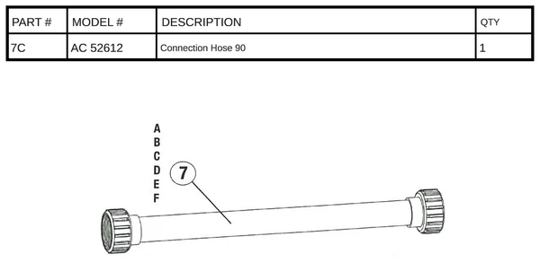 Replacement Part AC 52612 - Connection Hose 90