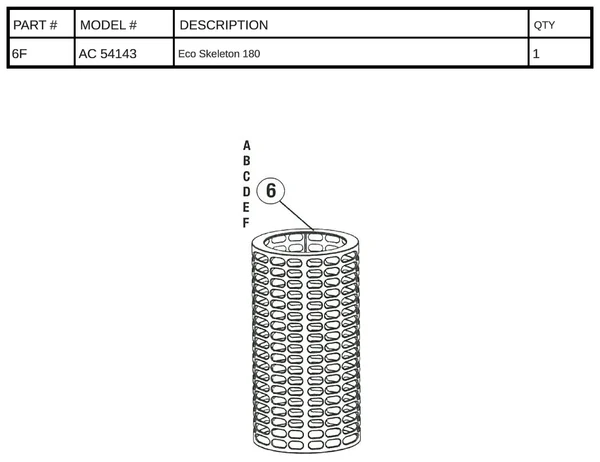 Replacement Part AC 54143 - Eco Skeleton 180