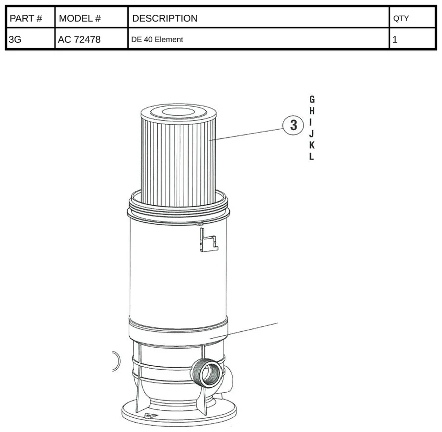 Replacement Part AC 72478 - DE 40 Element - Image 2