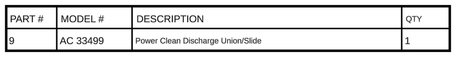 Replacement Part AC 33499 - Power Clean Discharge Union/Slide - Image 3
