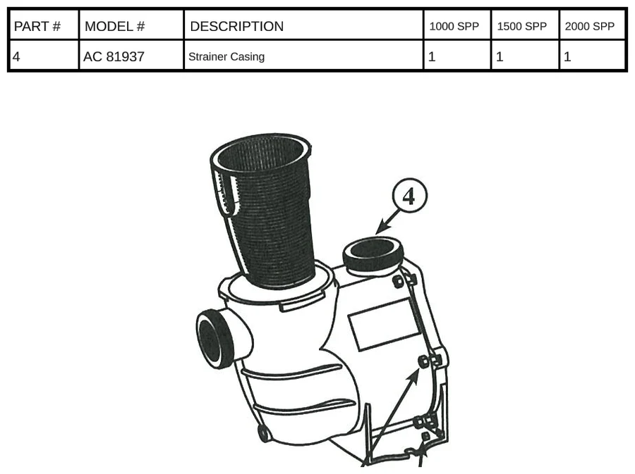 Replacement Part AC 81937 - Strainer Casing