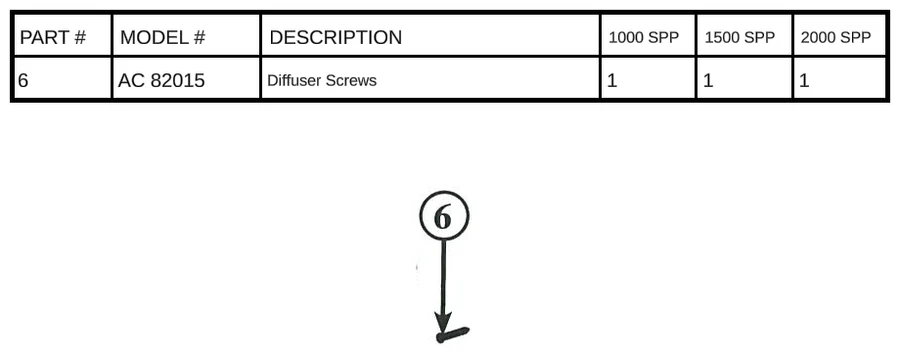 Replacement Part AC 82015 - Diffuser Screw
