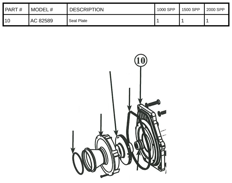 Replacement Part AC 82589 - Seal Plate