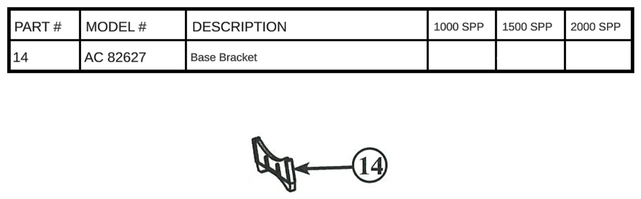 Replacement Part AC 82627 - Base Bracket