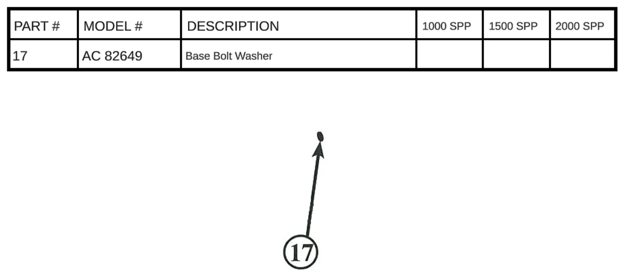 Replacement Part AC 82649 - Base Bolt Washer