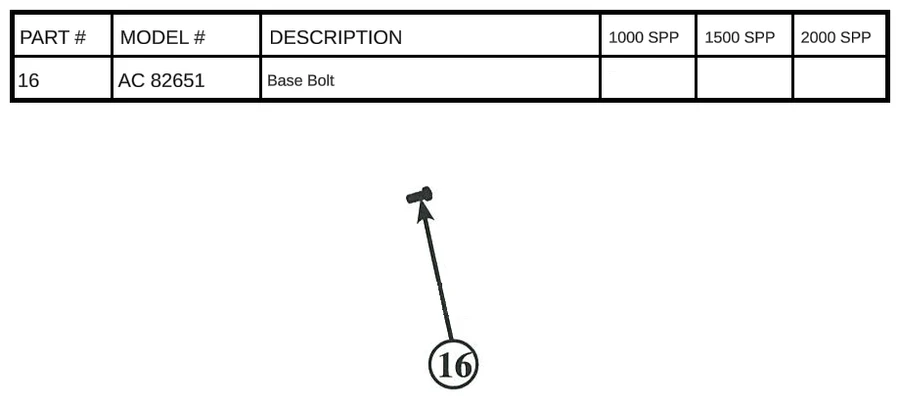 Replacement Part AC 82651 - Base Bolt