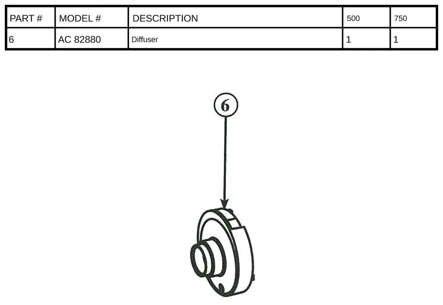 Replacement Part AC 82880 - Diffuser