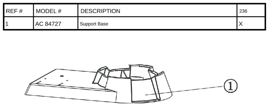 Replacement Part AC 84727 - Support Base