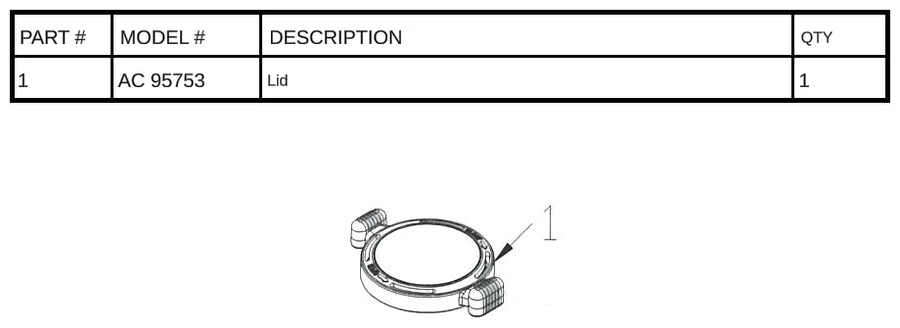 Replacement Part AC 95753 - Lid