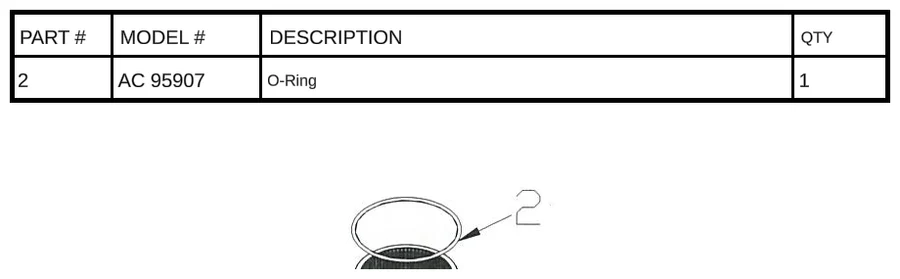 Replacement Part AC 95907 - O-Ring