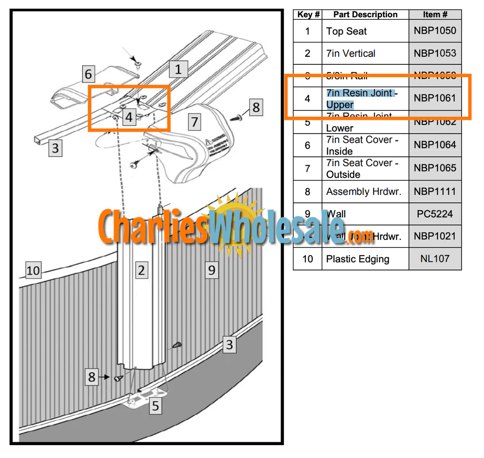 Replacement Part NBP1061 7 Inch Resin Upper Joint