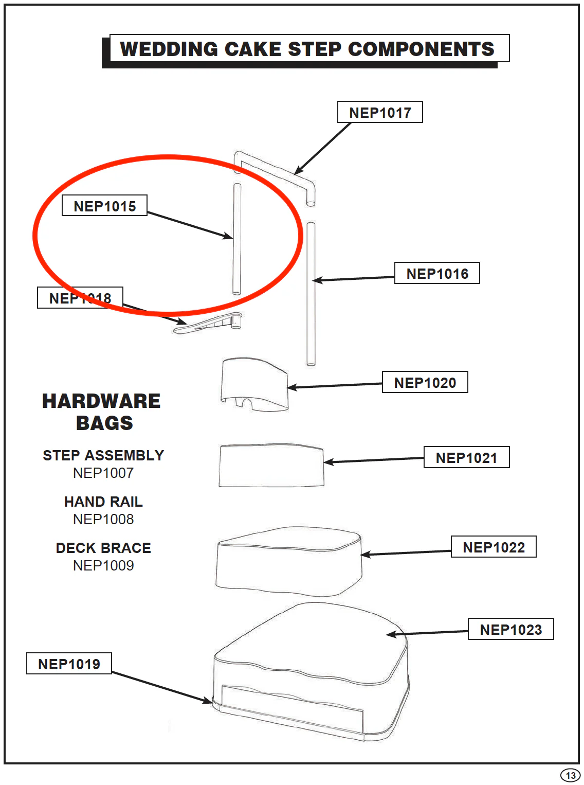 Replacement Part NEP1015 Short Post AC 62014