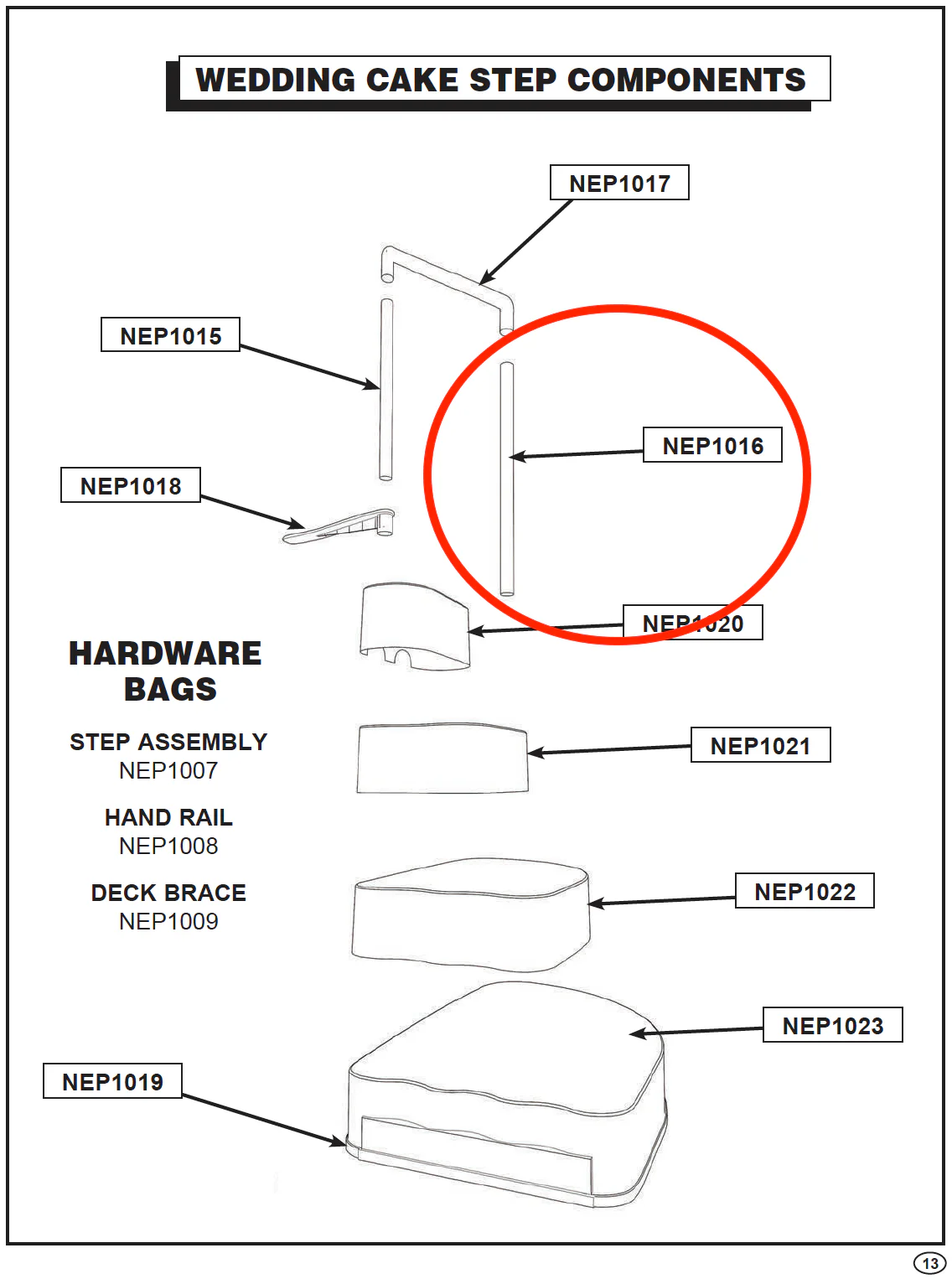 Replacement Part NEP1016 Long Post AC 62022
