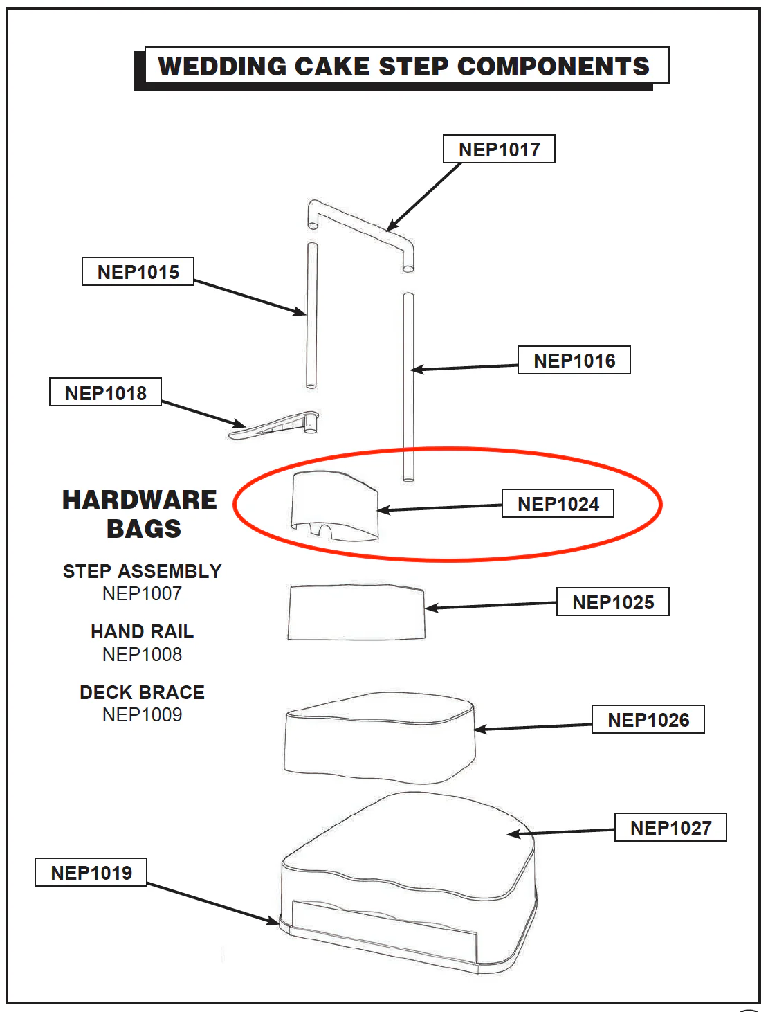 Replacement Part NEP1024 Top Step in WHITE AC 61565
