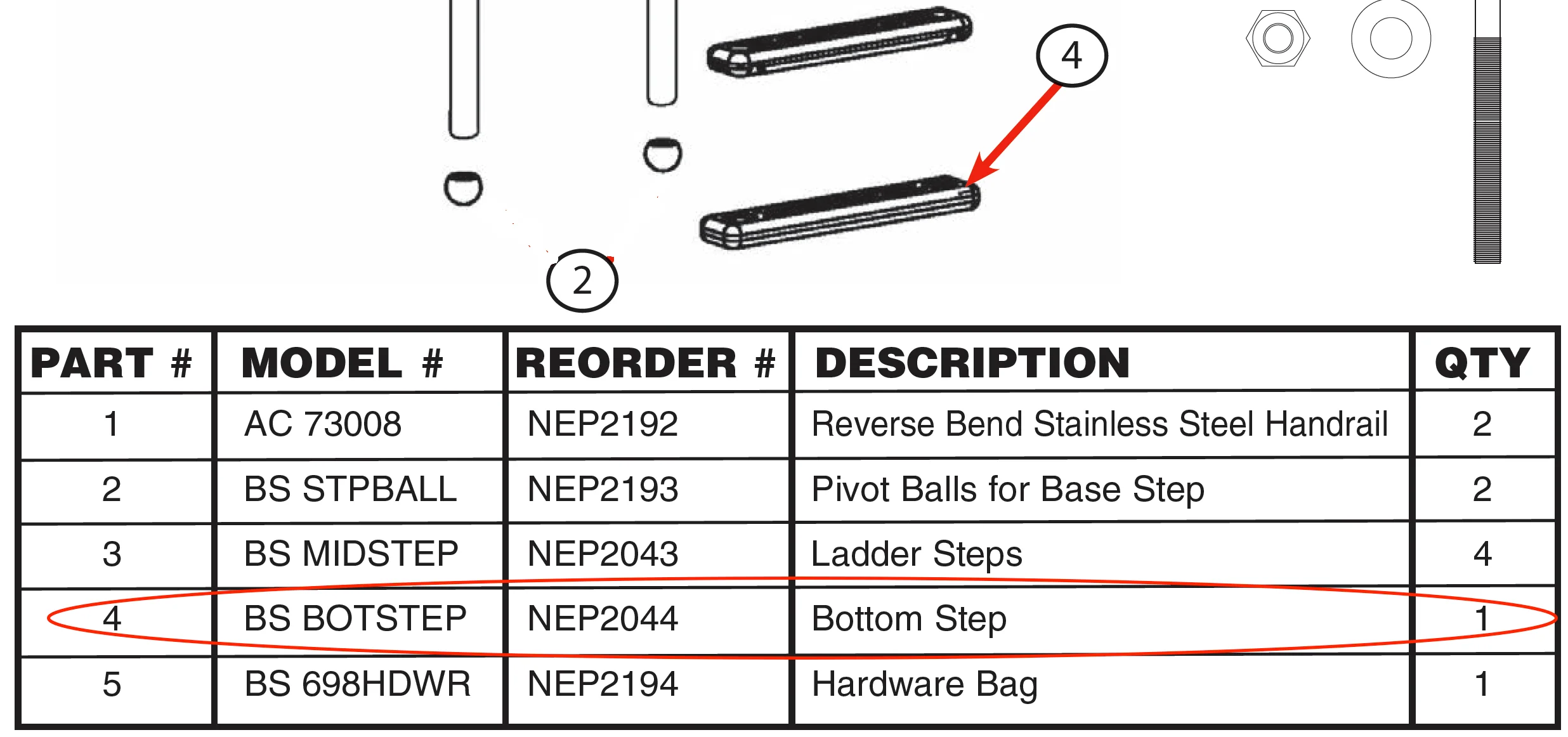 Replacement Part NEP2044 Bottom Step - Image 2