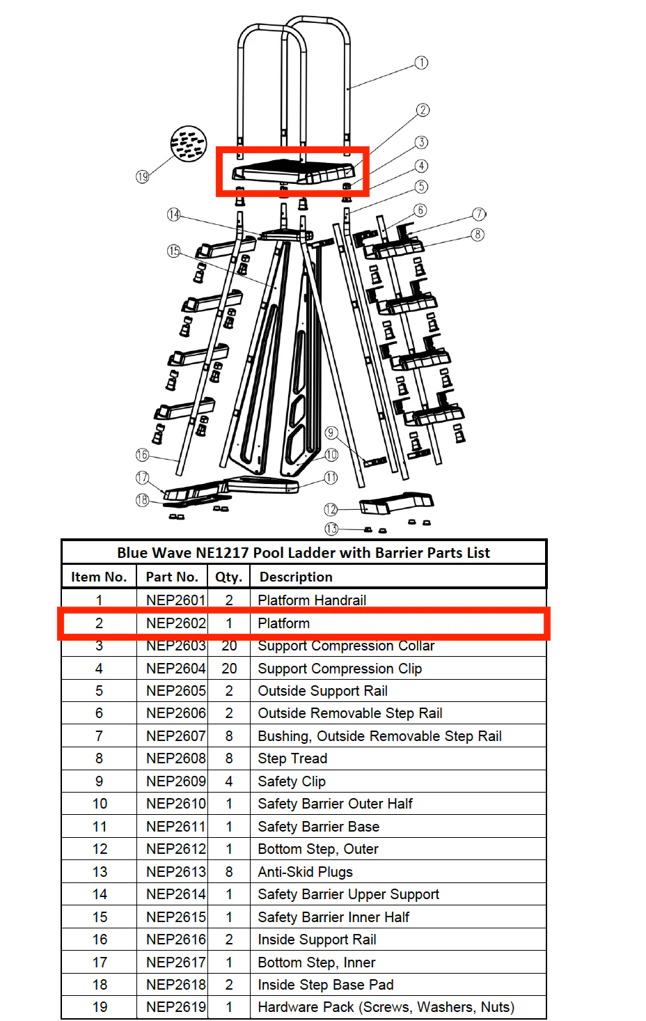 Replacement Part NEP2602 Platform