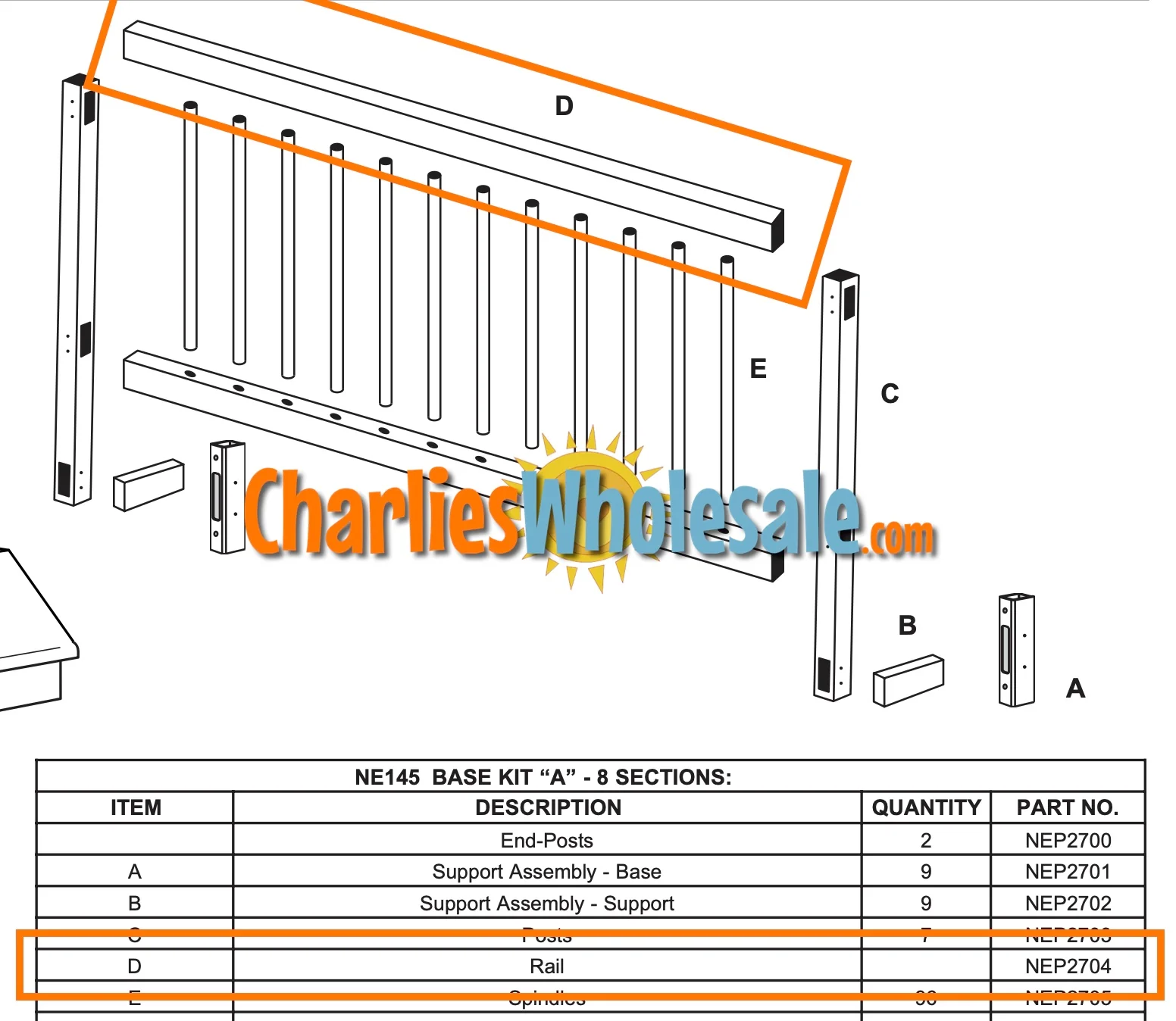Replacement Part NEP2704 Rail