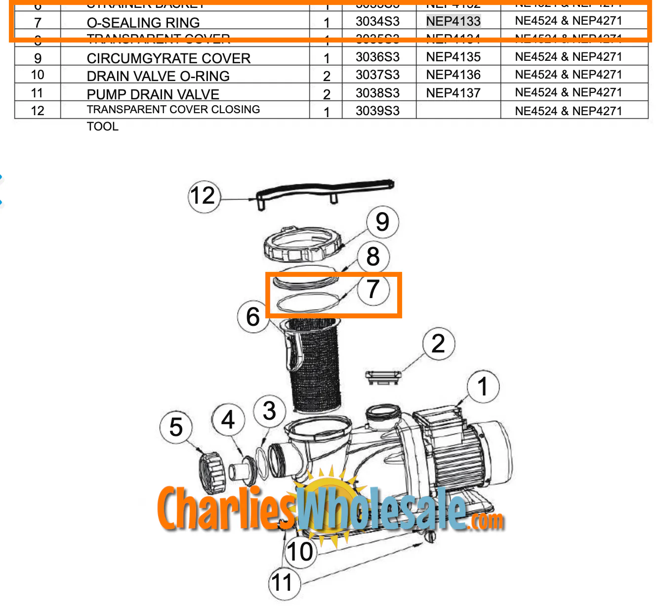 Replacement Part NEP4133 O-Sealing Ring