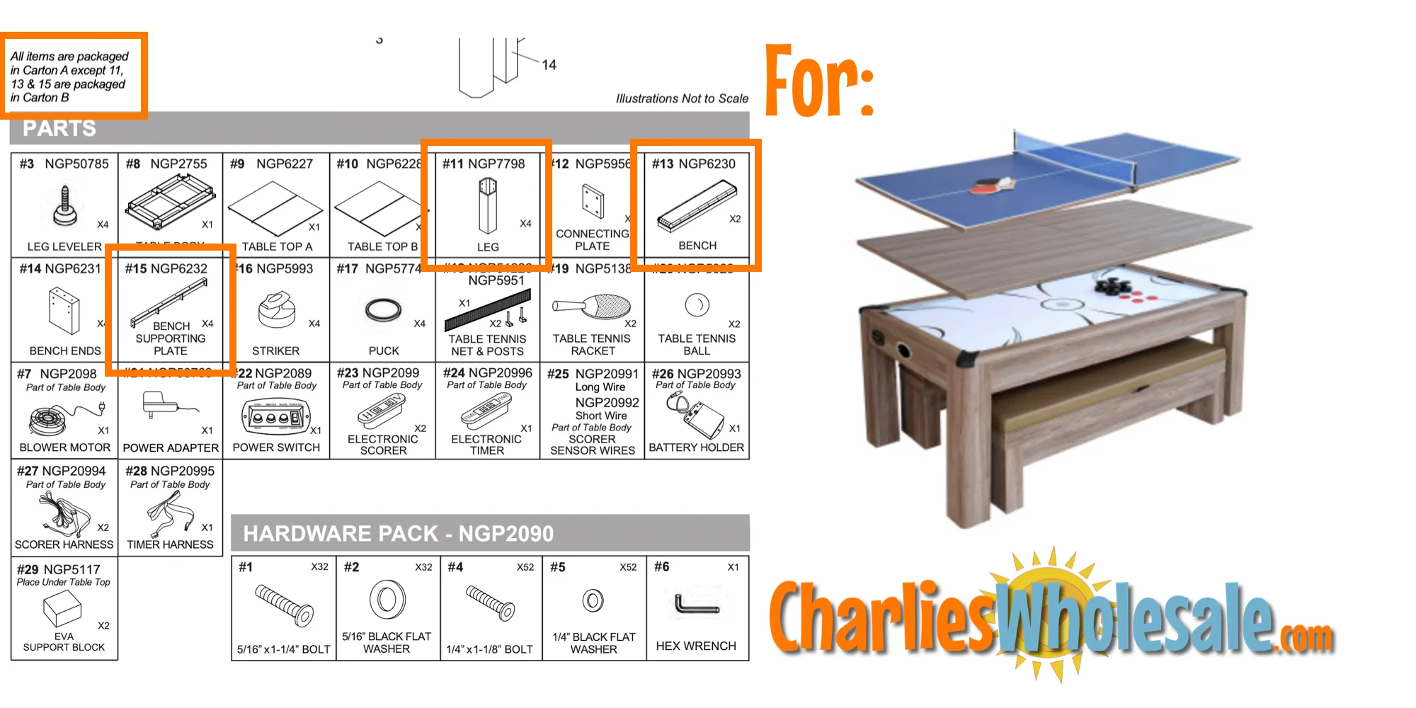 Replacement Part NG1137HB Box B for Driftwood Air Hockey