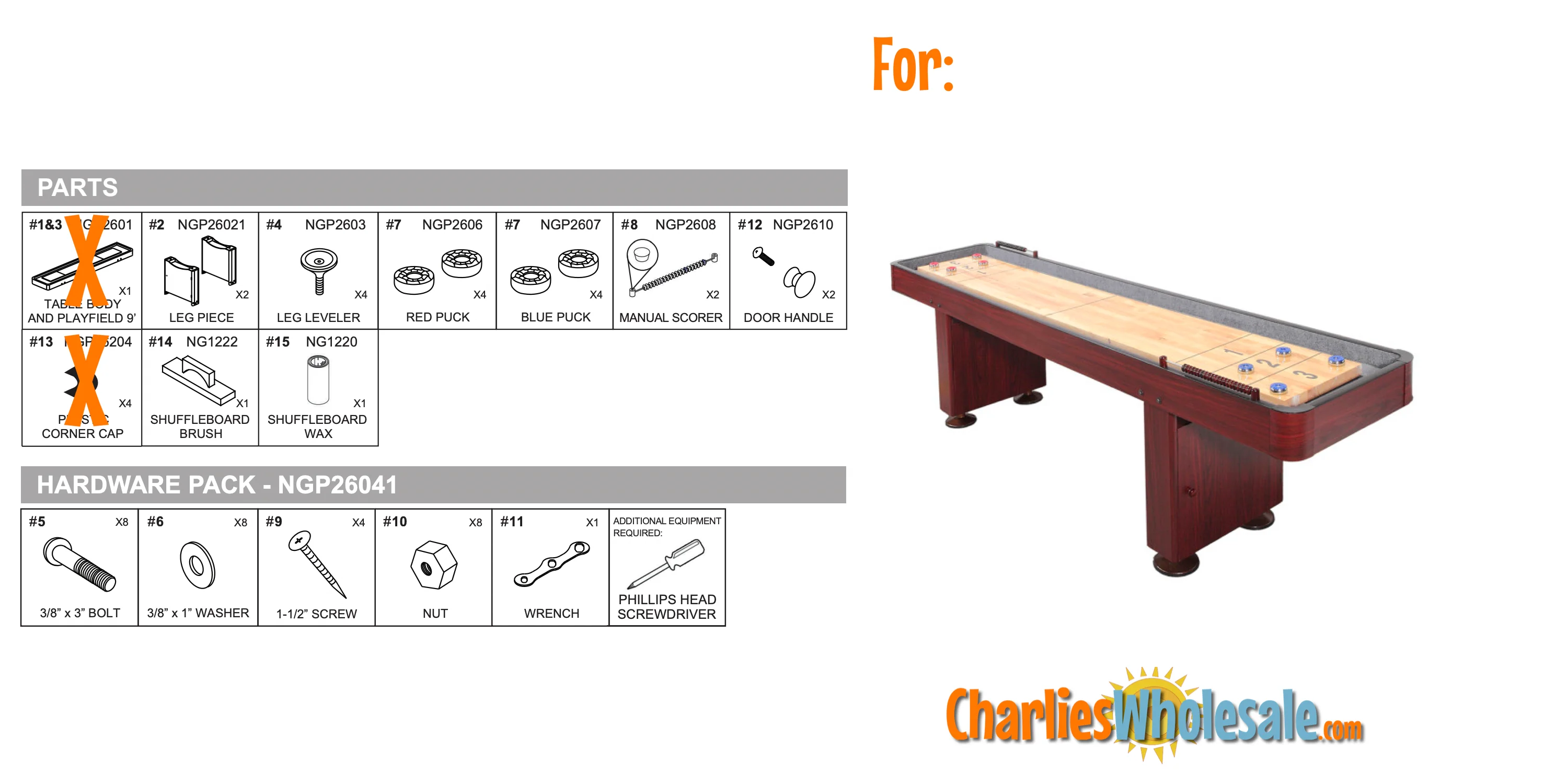Replacement Part NG1210BW Cherry Legs and Accessories Box