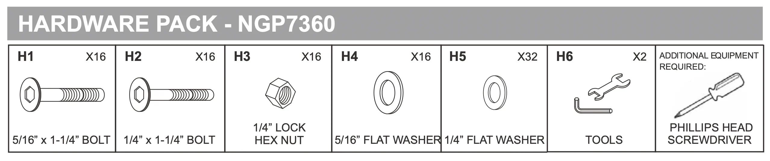Replacement Part NGP7360 Hardware Pack