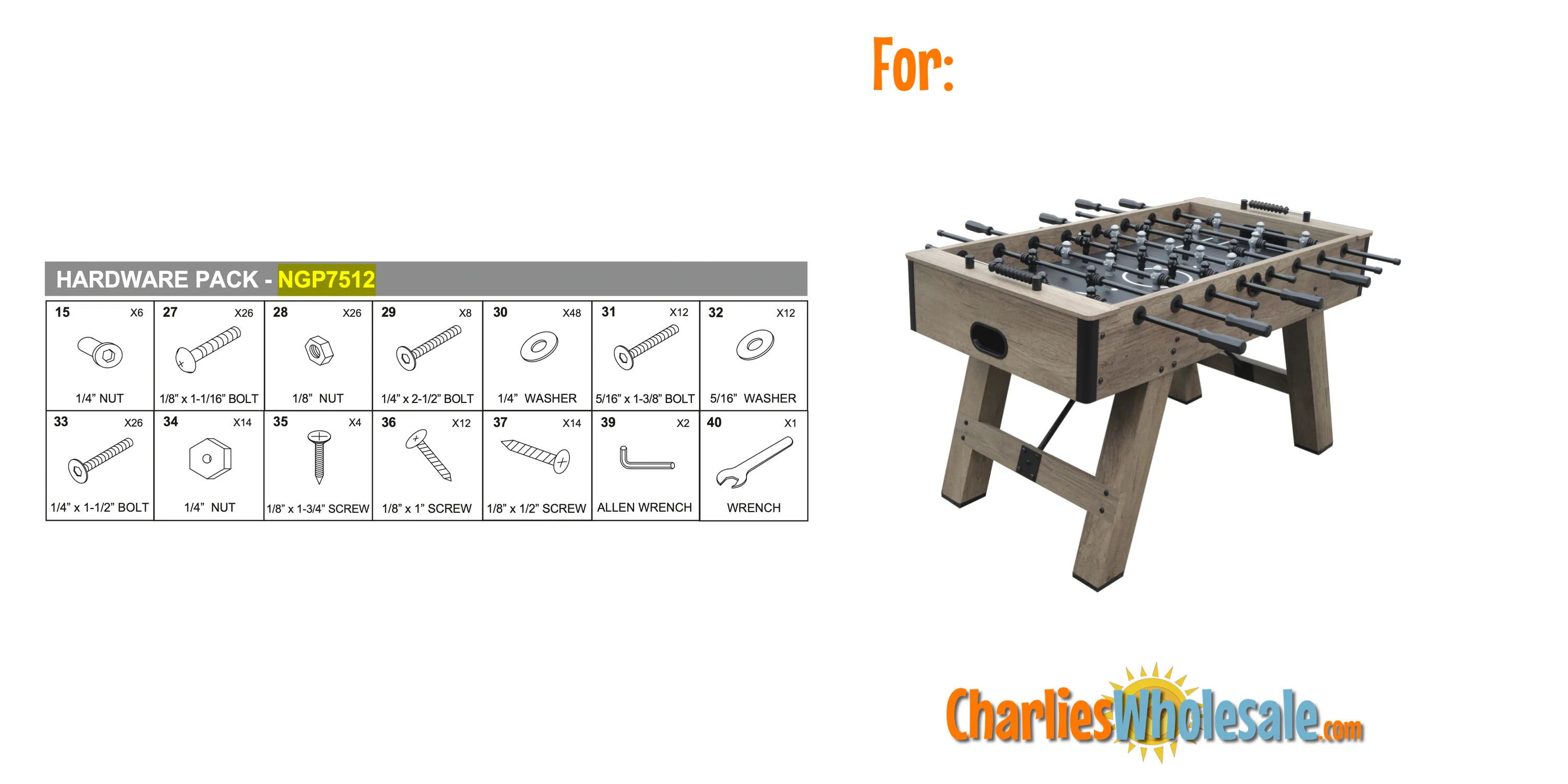 Replacement Part NGP7512 Hardware Pack