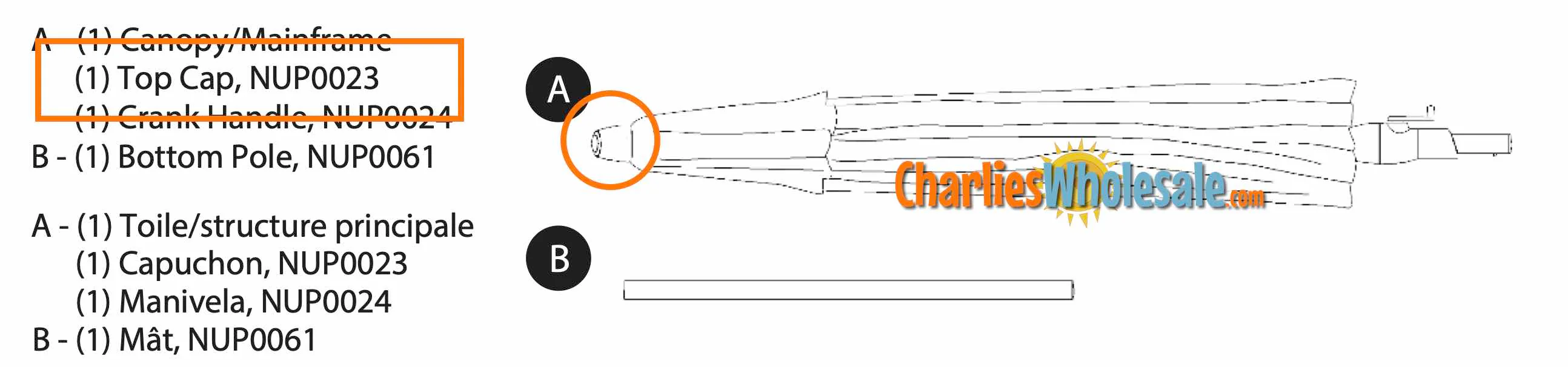 Replacement Part NUP0023 Top Cap