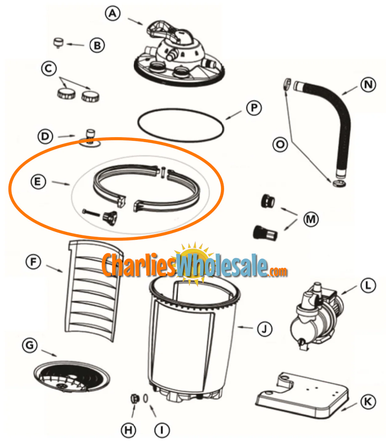 Replacement Part K00142 NEP2305 Tank/Lid Locking Ring Kit