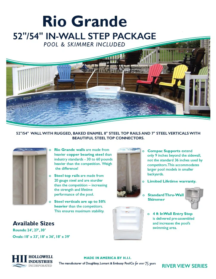 Rio Grande 52" or 54" Tall Steel Above Ground Pool Kit W/ Step plus Starter Package - Image 5