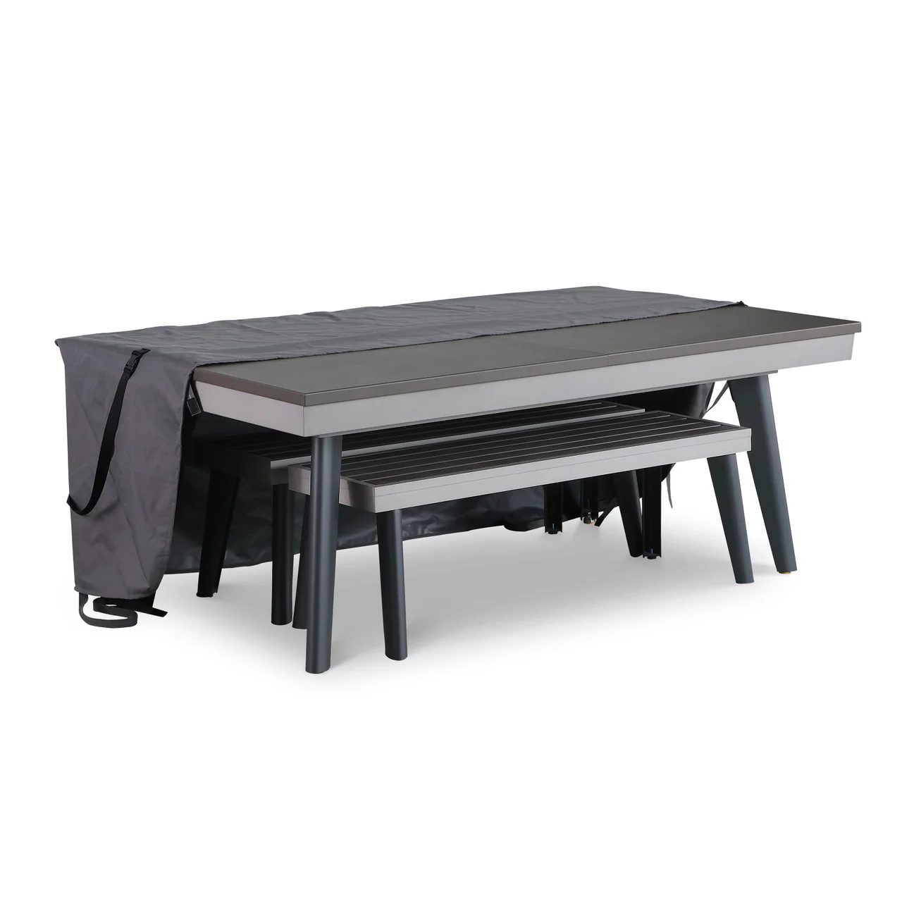 Santorini 82" Outdoor Slate Pool Table with Dining Top Benches and Ping Pong - Image 8
