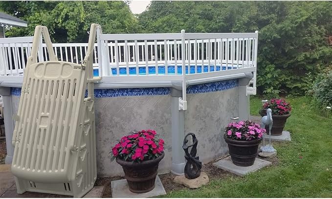 Vinyl Works 24" Gated Entry Above Ground Pool Ladder, Taupe | AF-T - Image 5