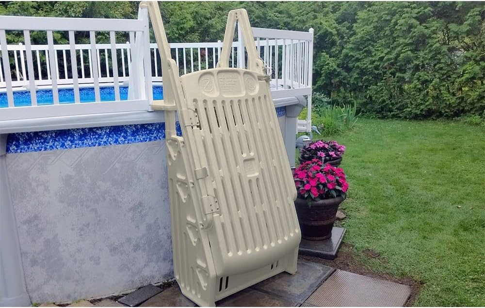 Vinyl Works 24" Gated Entry Above Ground Pool Ladder, Taupe | AF-T - Image 8