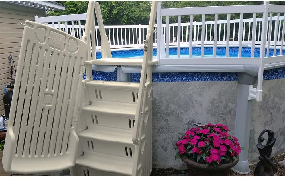 Vinyl Works 24" Gated Entry Above Ground Pool Ladder, Taupe | AF-T - Image 9